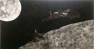 井田昌明「ほしのすがた」　116.6X220cm パネルに麻紙、岩絵具、墨、胡粉　2015